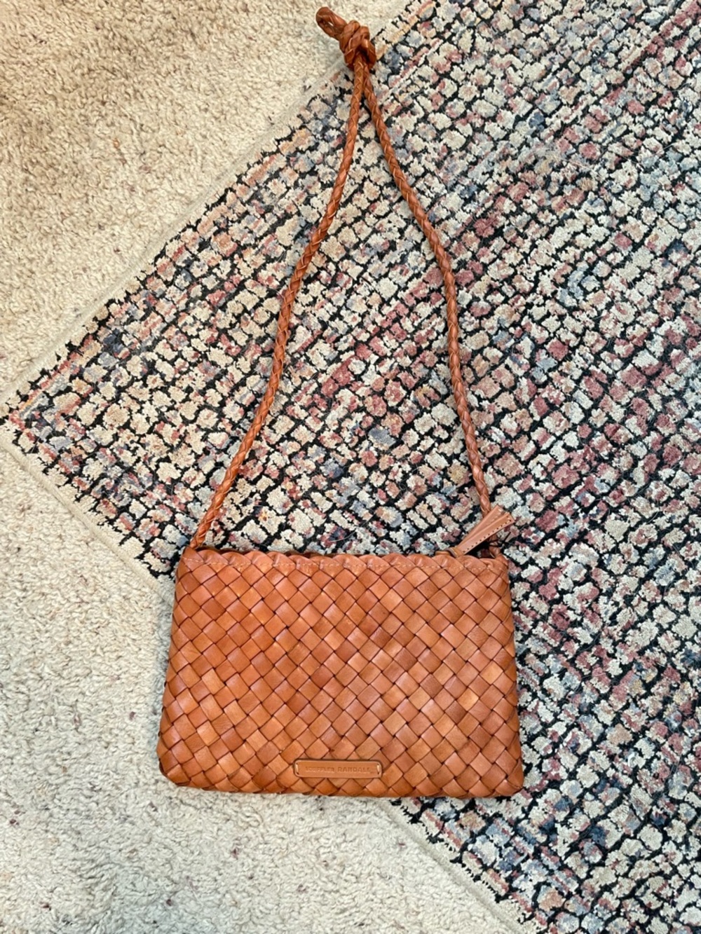 Loeffler randall Madison Woven Leather Shoulder Bag in Timber